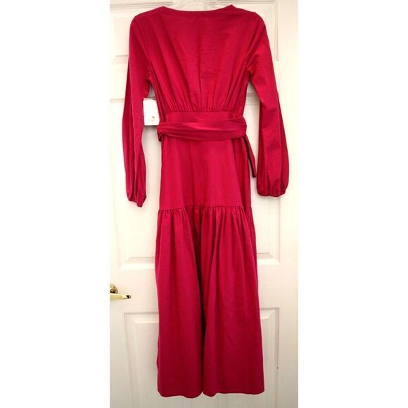 Free People OB1101164 Women's Sz XS Myrtle Magenta Kendra Belted Dress - Picture 2 of 12